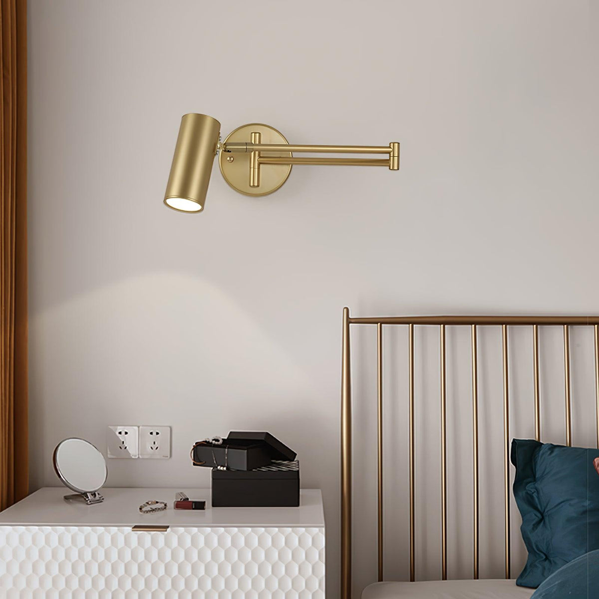 Swing Arm Wall Sconce, Adjustable LED Bedside Reading Light