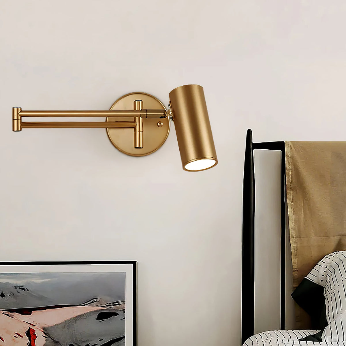 Swing Arm Wall Sconce, Adjustable LED Bedside Reading Light