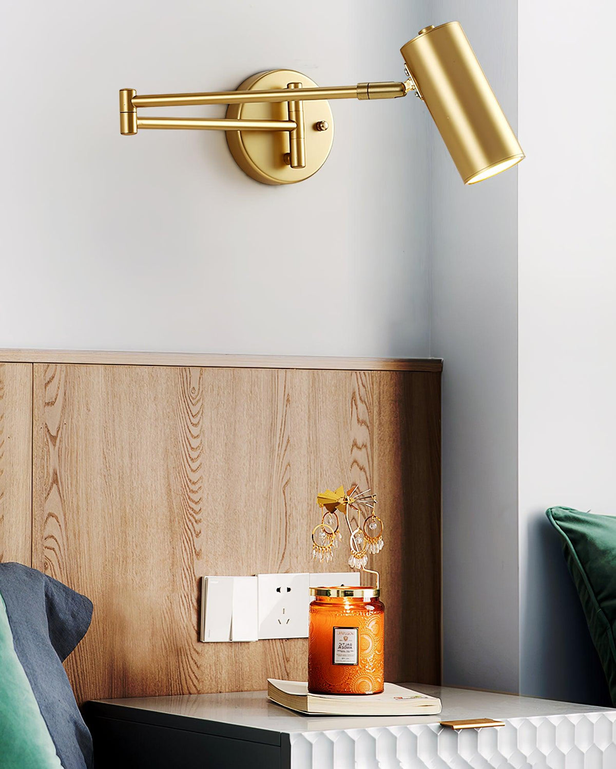 Swing Arm Wall Sconce, Adjustable LED Bedside Reading Light