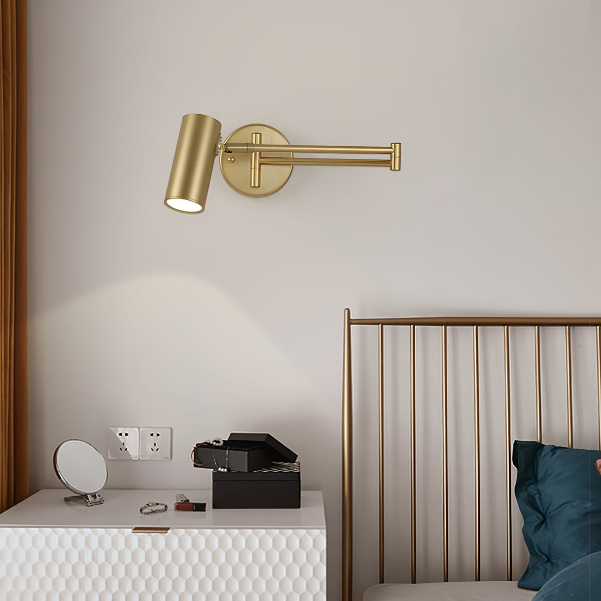 Swing Arm Wall Sconce, Adjustable LED Bedside Reading Light