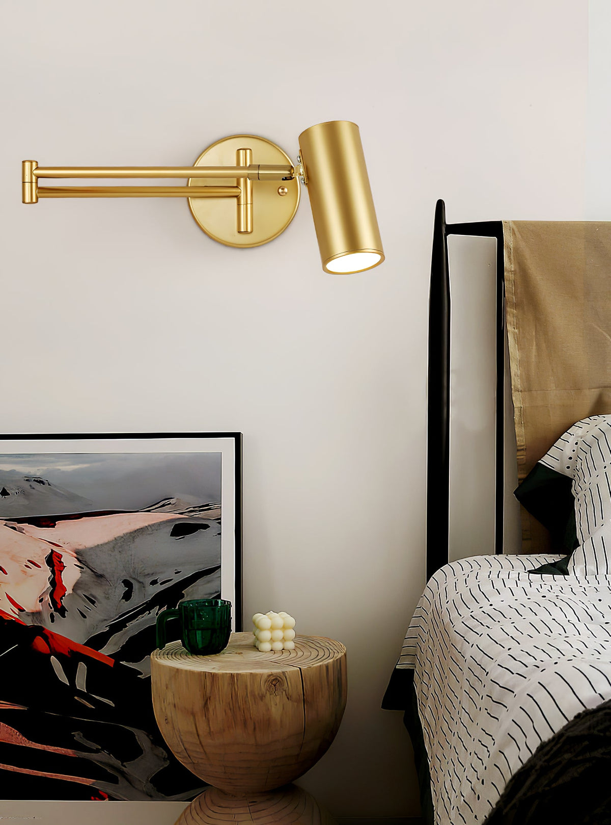 Swing Arm Wall Sconce, Adjustable LED Bedside Reading Light