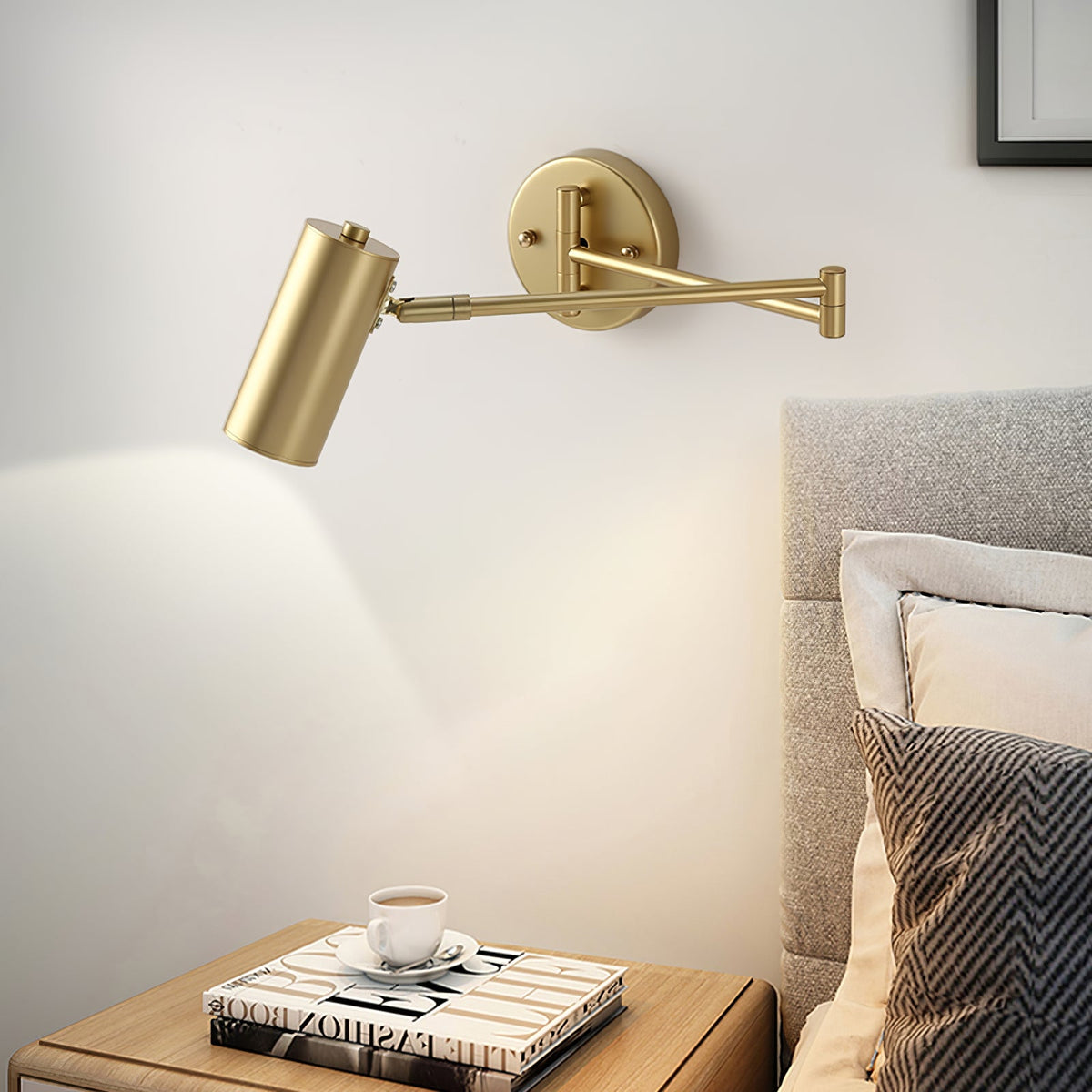 Swing Arm Wall Sconce, Adjustable LED Bedside Reading Light