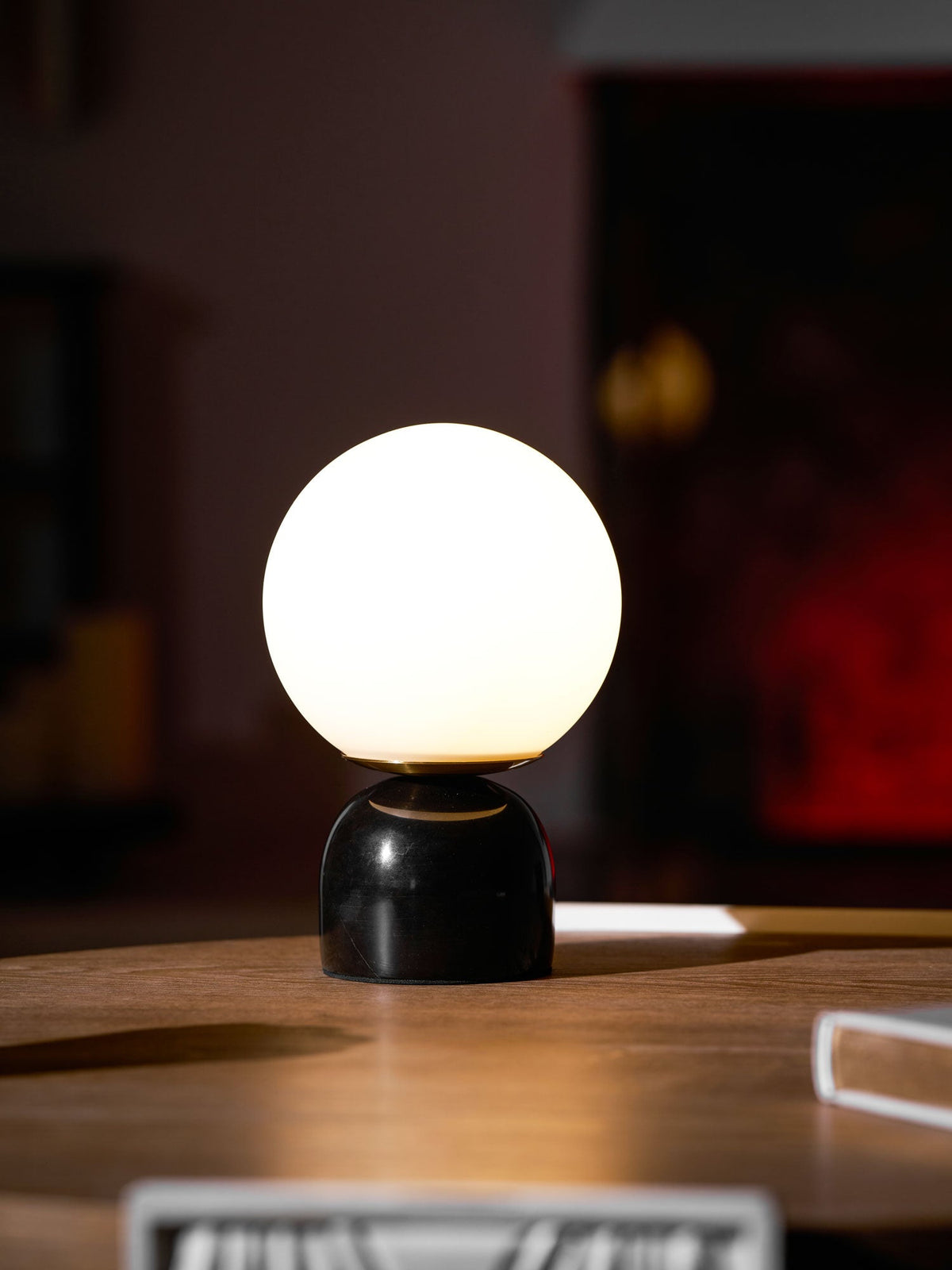 Marble Table Lamp, White Glass Globe Bedside Lamp