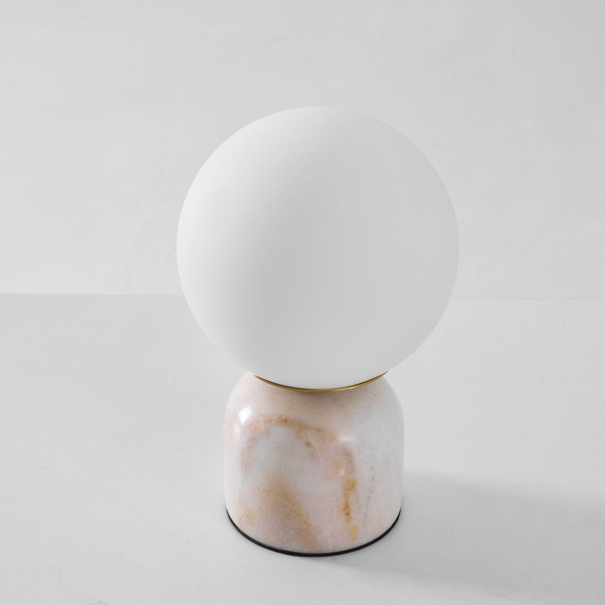 Marble Table Lamp, White Glass Globe Bedside Lamp