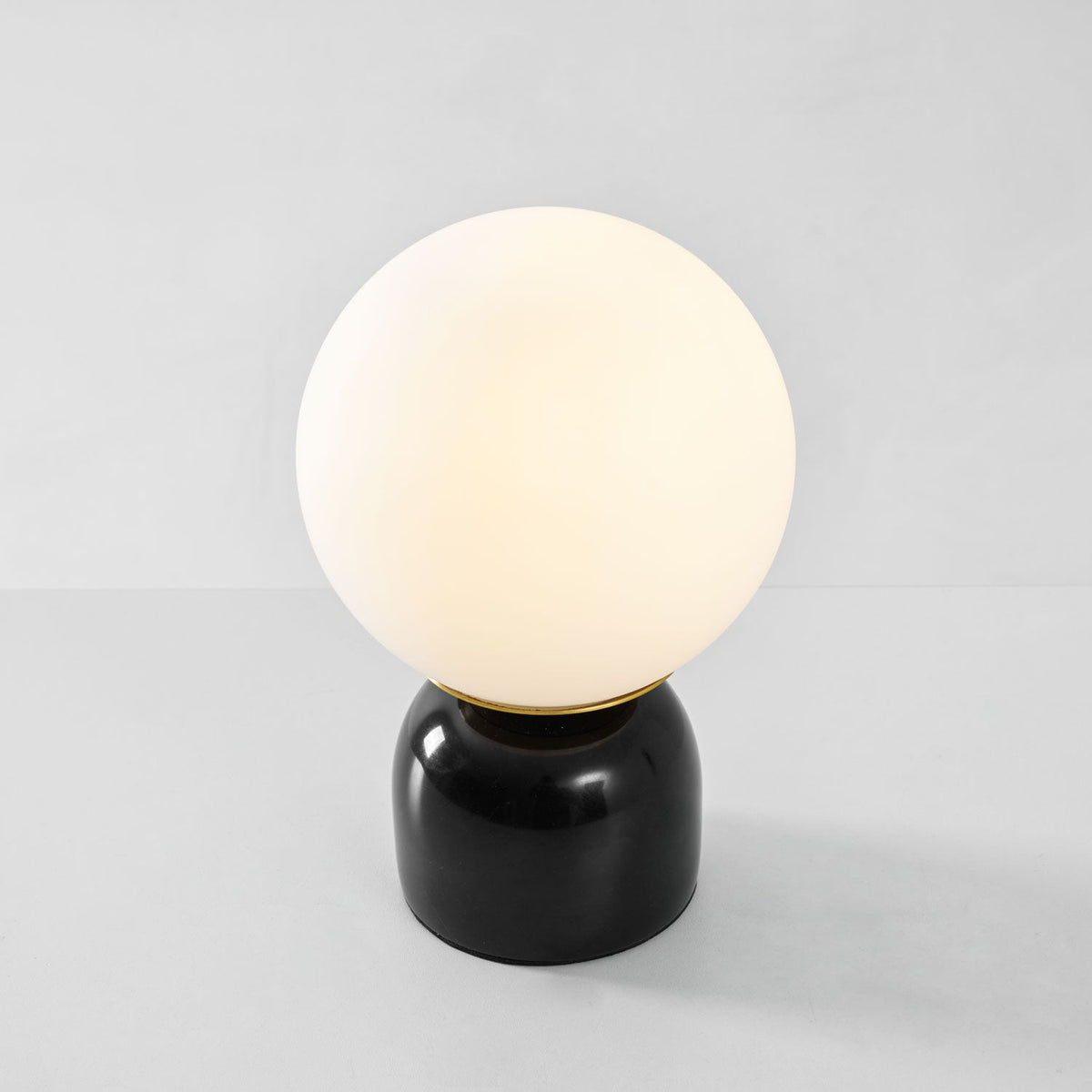 Marble Table Lamp, White Glass Globe Bedside Lamp