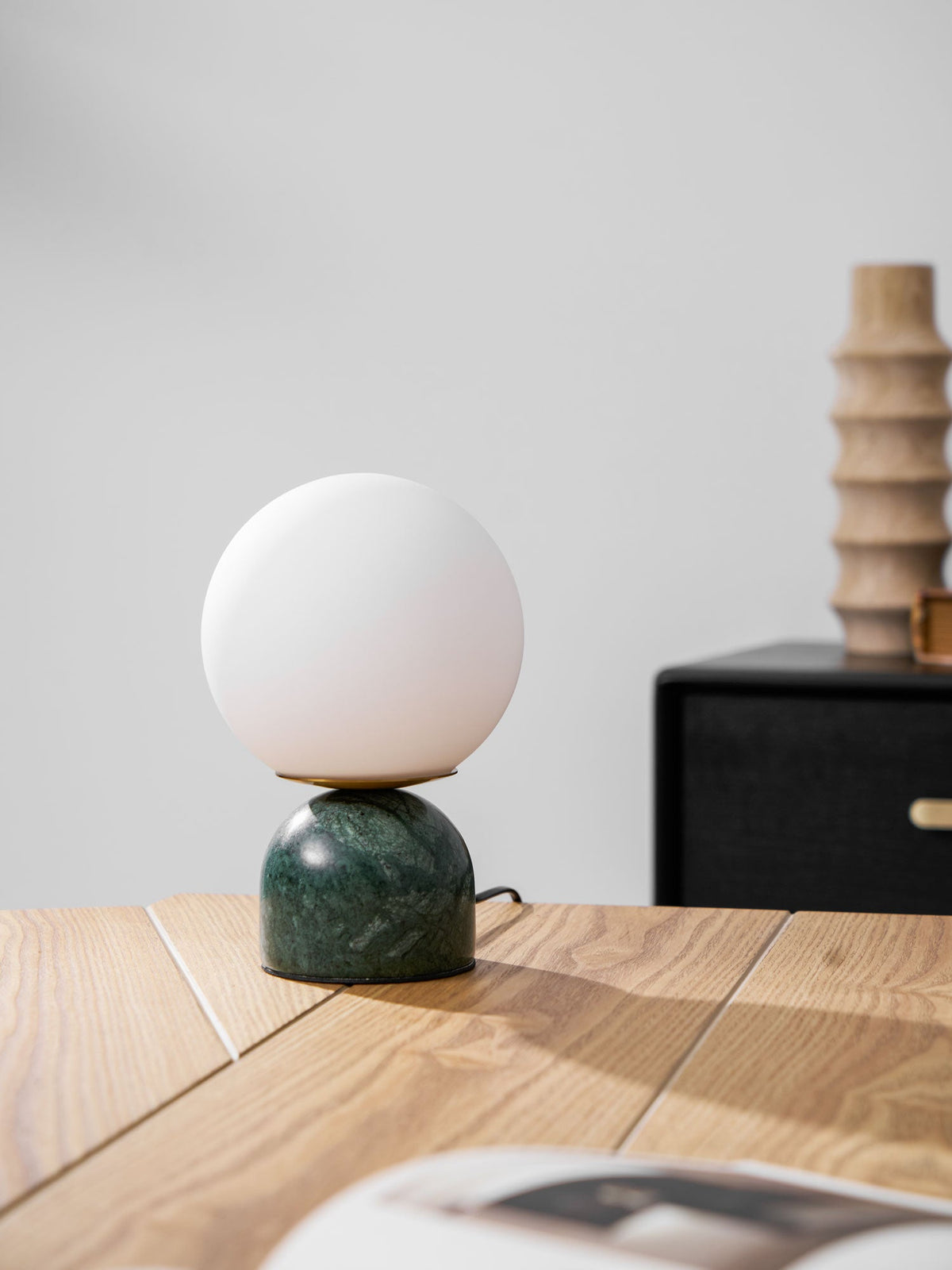 Marble Table Lamp, White Glass Globe Bedside Lamp