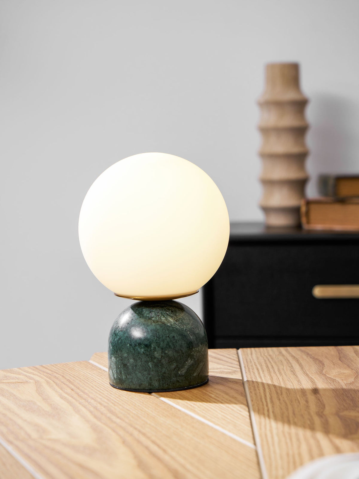 Marble Table Lamp, White Glass Globe Bedside Lamp