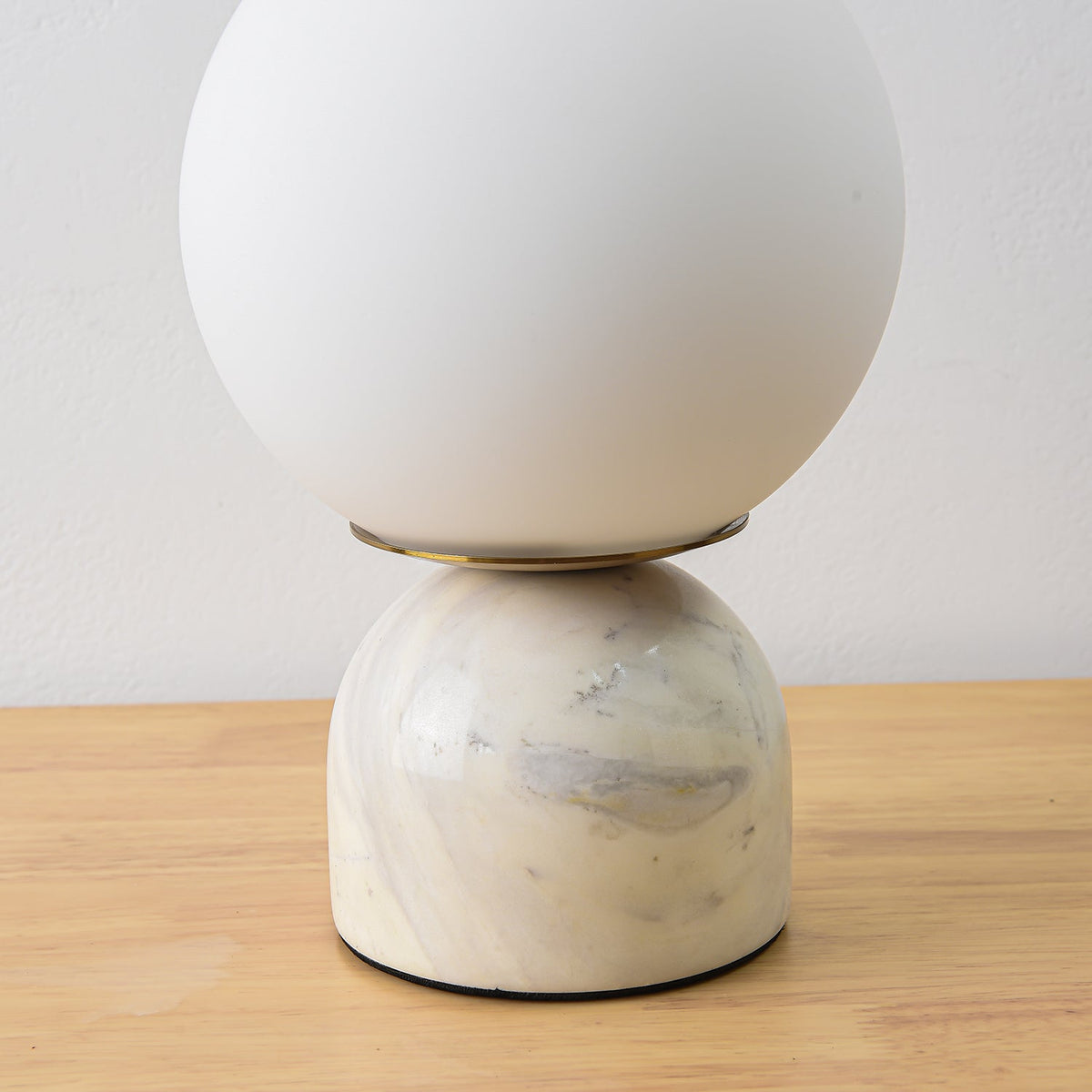 Marble Table Lamp, White Glass Globe Bedside Lamp