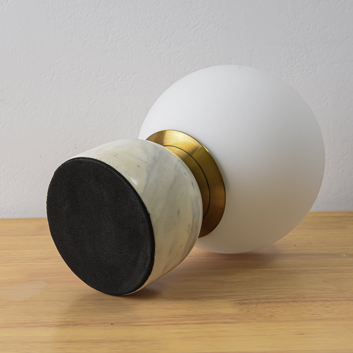 Marble Table Lamp, White Glass Globe Bedside Lamp