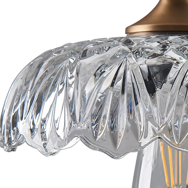 Vintage Glass Pendant Light, Floral Pattern Lantern Shade