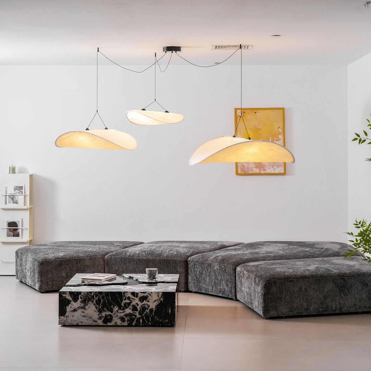 Disc Pendant Light, Floating Synthetic Paper Dining Lamp