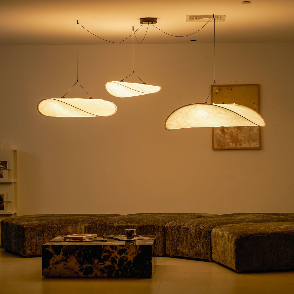 Disc Pendant Light, Floating Synthetic Paper Dining Lamp