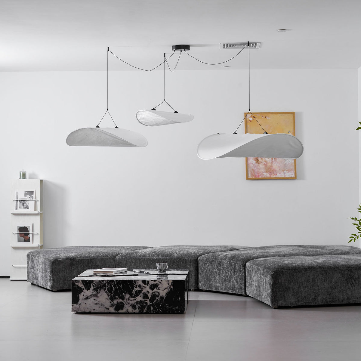 Disc Pendant Light, Floating Synthetic Paper Dining Lamp