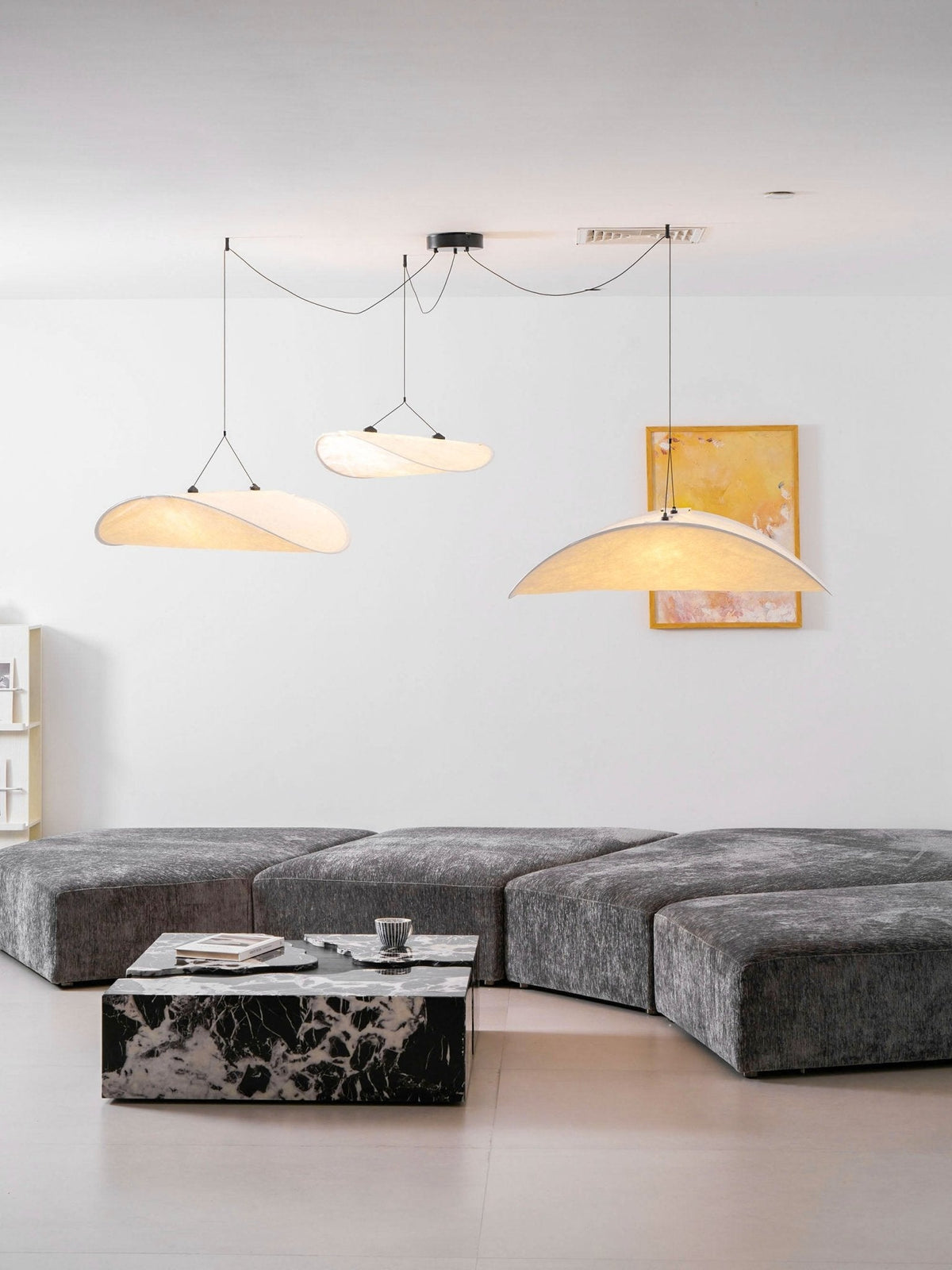 Disc Pendant Light, Floating Synthetic Paper Dining Lamp