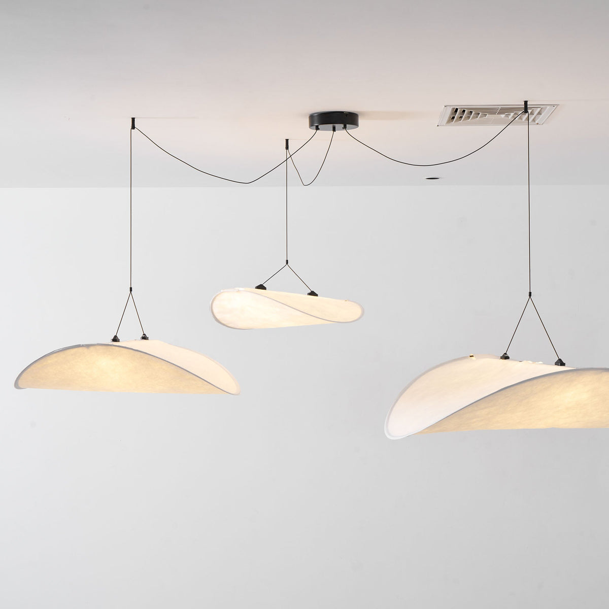 Disc Pendant Light, Floating Synthetic Paper Dining Lamp