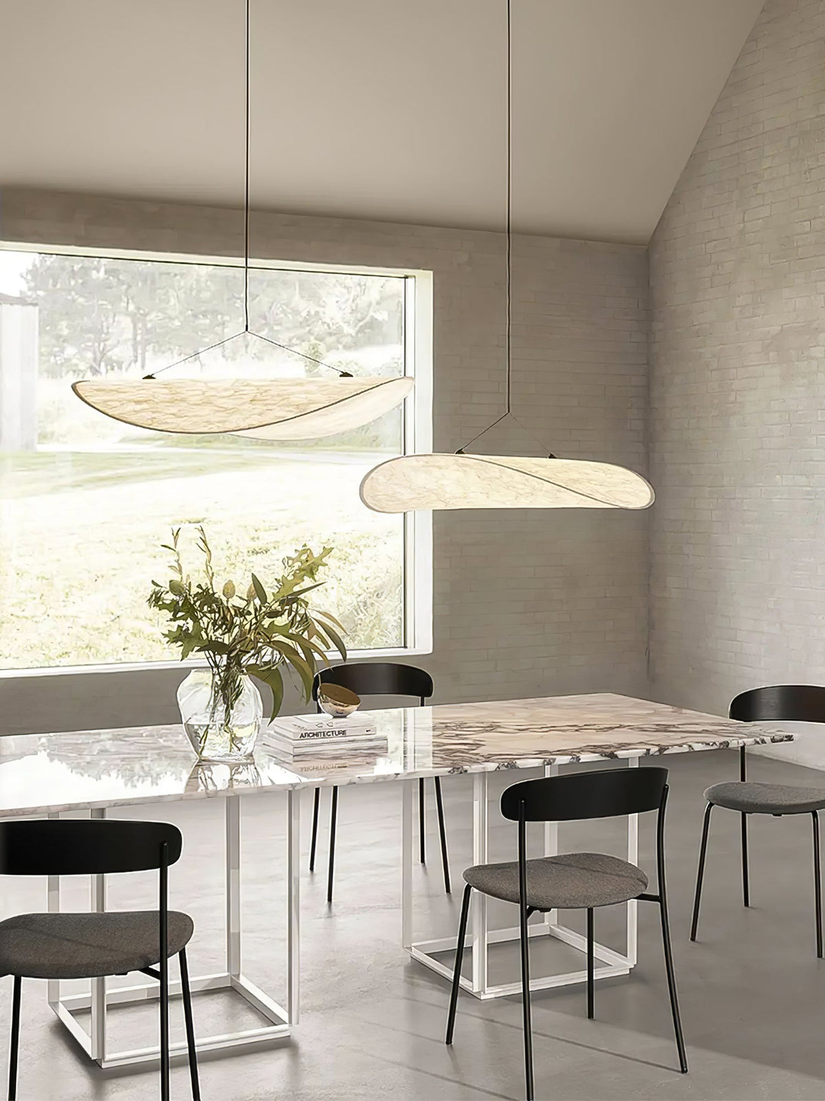 Disc Pendant Light, Floating Synthetic Paper Dining Lamp