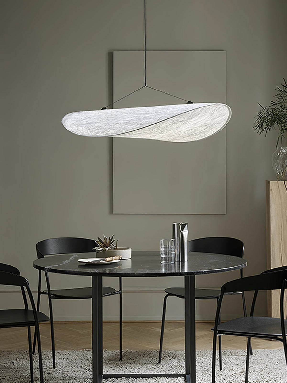 Disc Pendant Light, Floating Synthetic Paper Dining Lamp