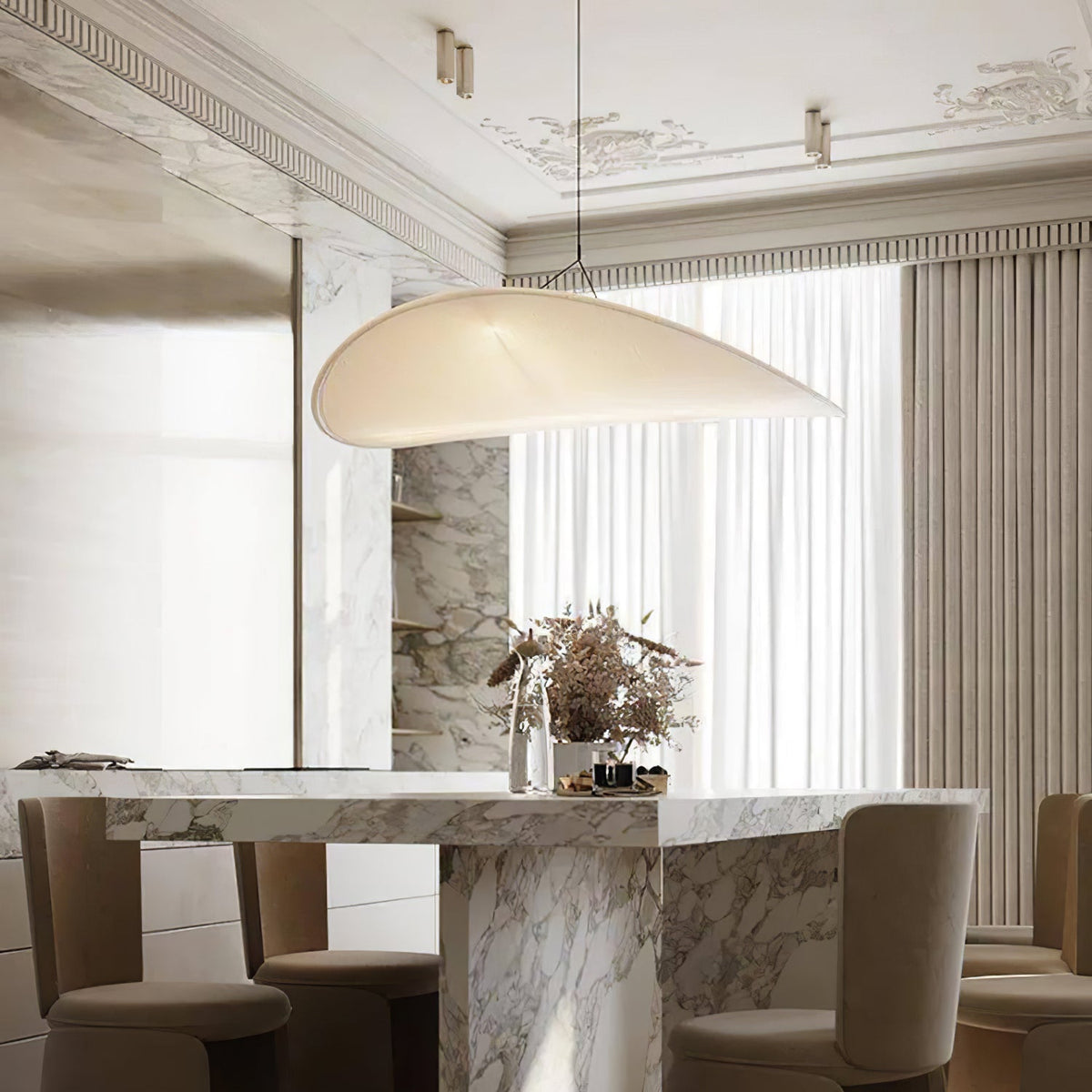 Disc Pendant Light, Floating Synthetic Paper Dining Lamp