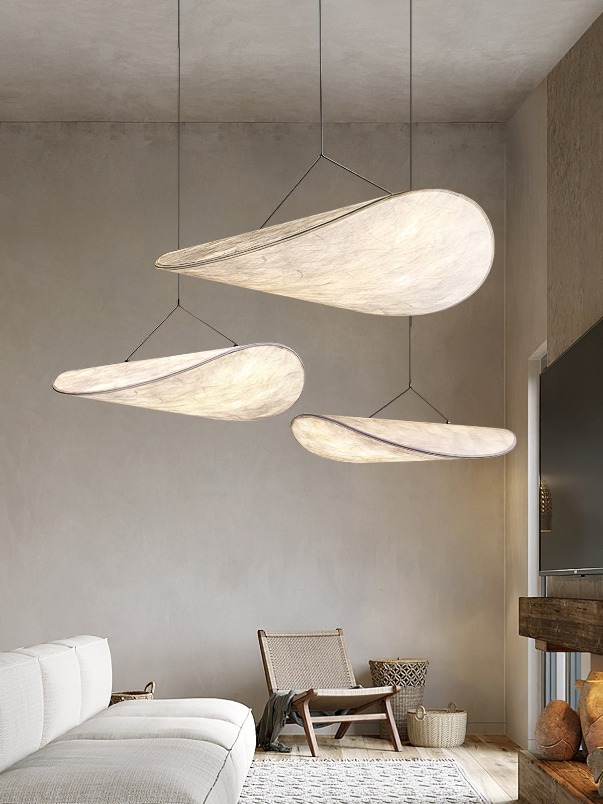 Silk Cloud Pendant Light, Large Fabric Chandelier, Dimmable