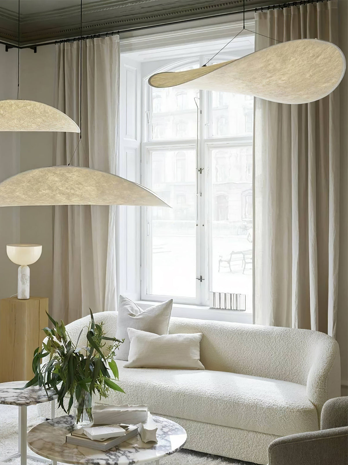 Disc Pendant Light, Floating Synthetic Paper Dining Lamp