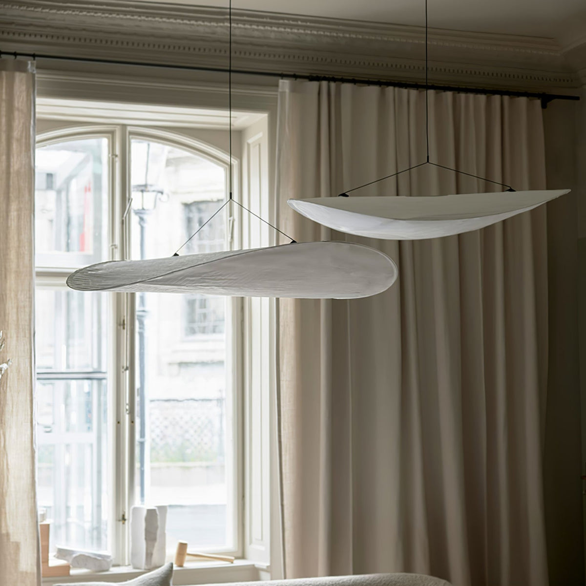 Disc Pendant Light, Floating Synthetic Paper Dining Lamp