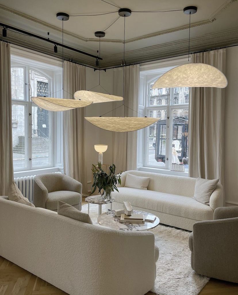 Disc Pendant Light, Floating Synthetic Paper Dining Lamp