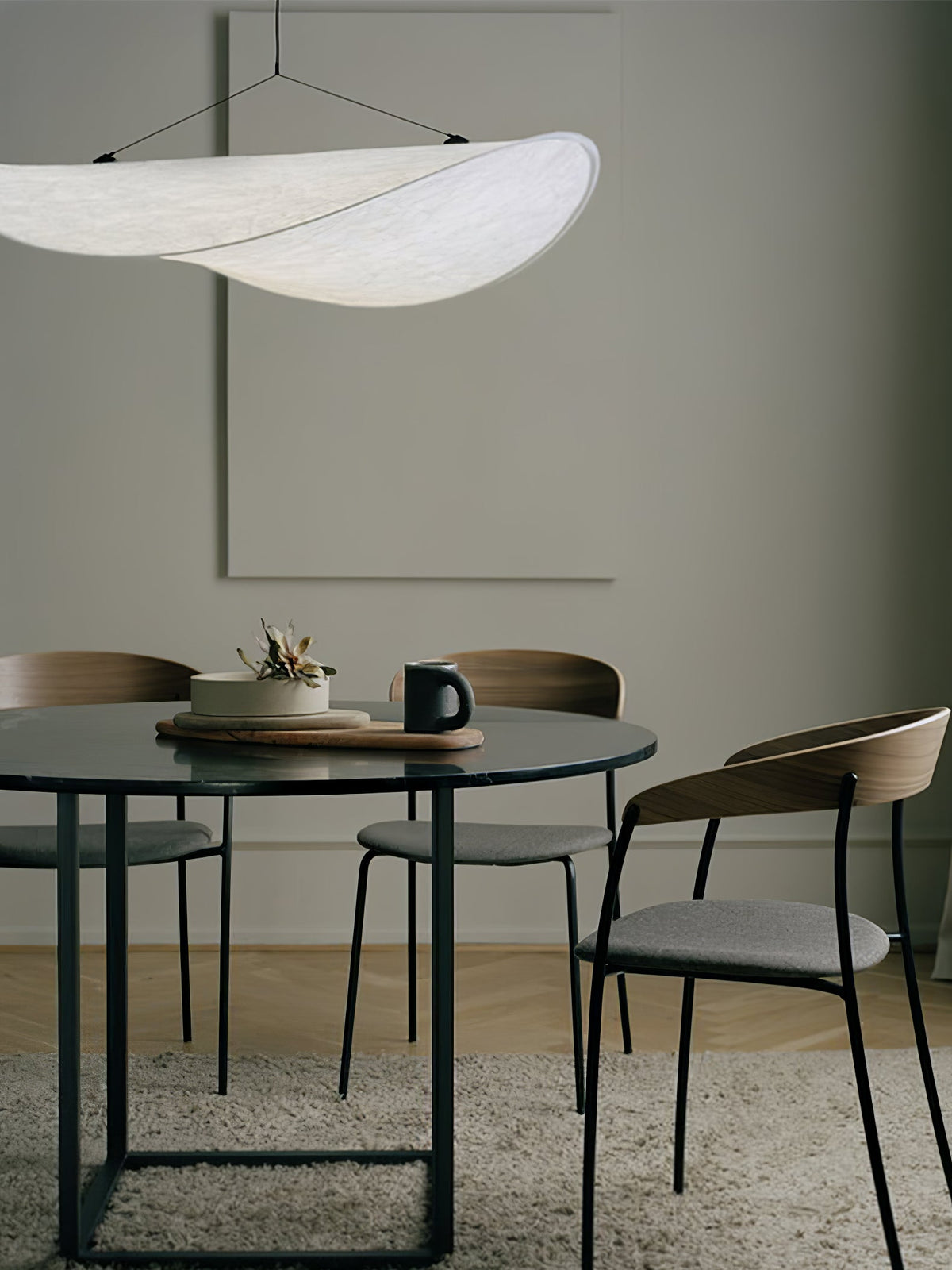 Disc Pendant Light, Floating Synthetic Paper Dining Lamp