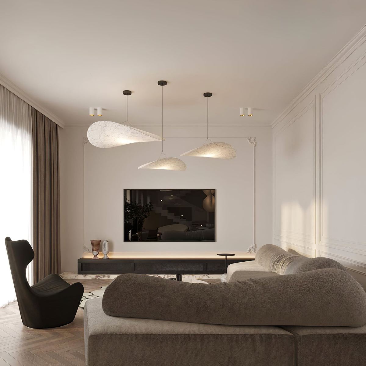 Silk Cloud Pendant Light, Large Fabric Chandelier, Dimmable