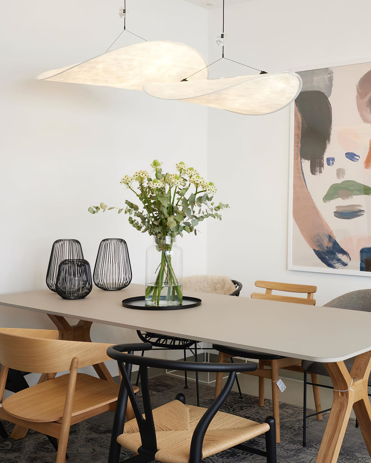 Disc Pendant Light, Floating Synthetic Paper Dining Lamp