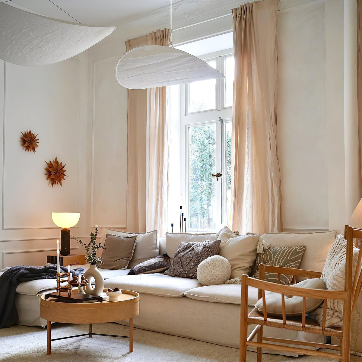 Silk Cloud Pendant Light, Large Fabric Chandelier, Dimmable