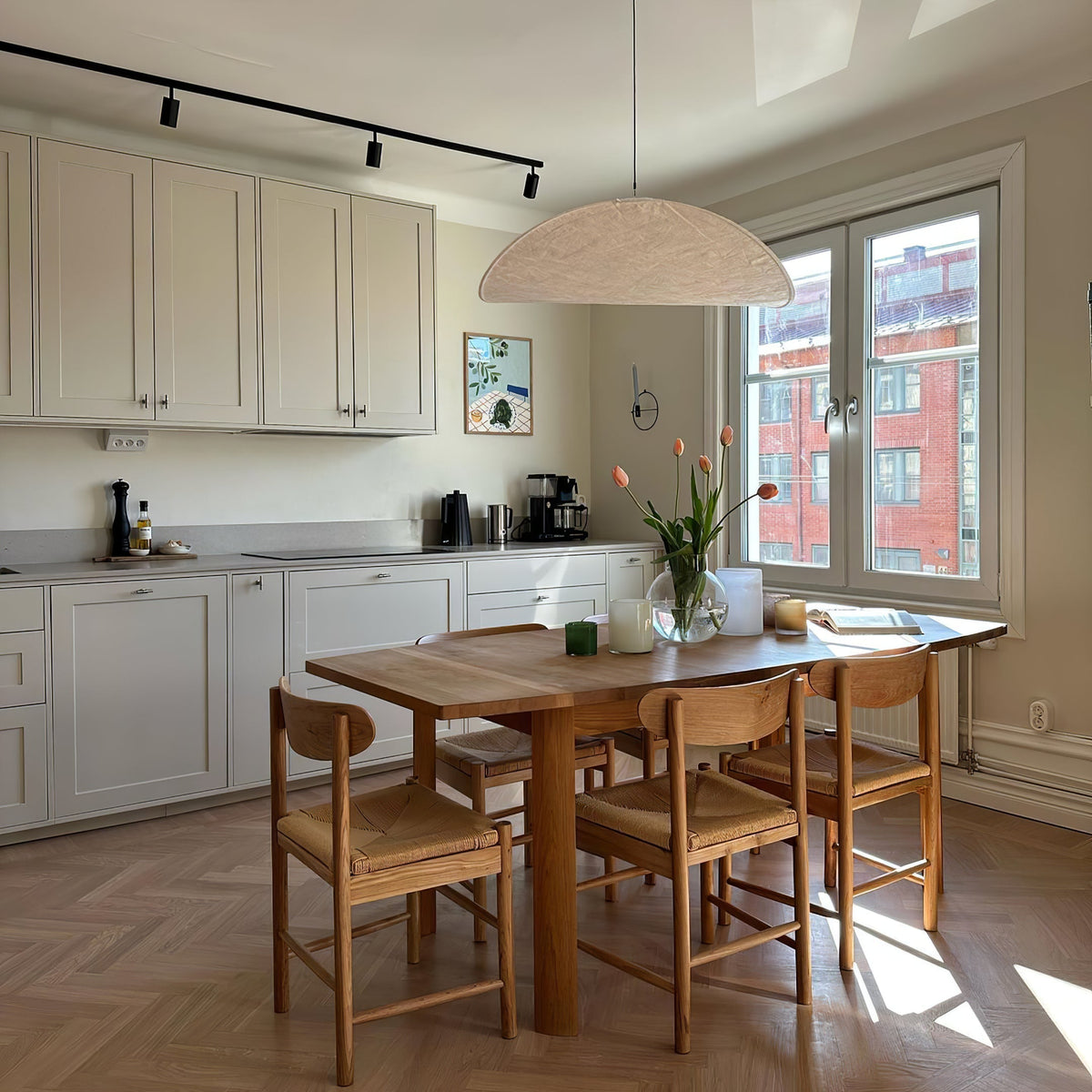 Disc Pendant Light, Floating Synthetic Paper Dining Lamp