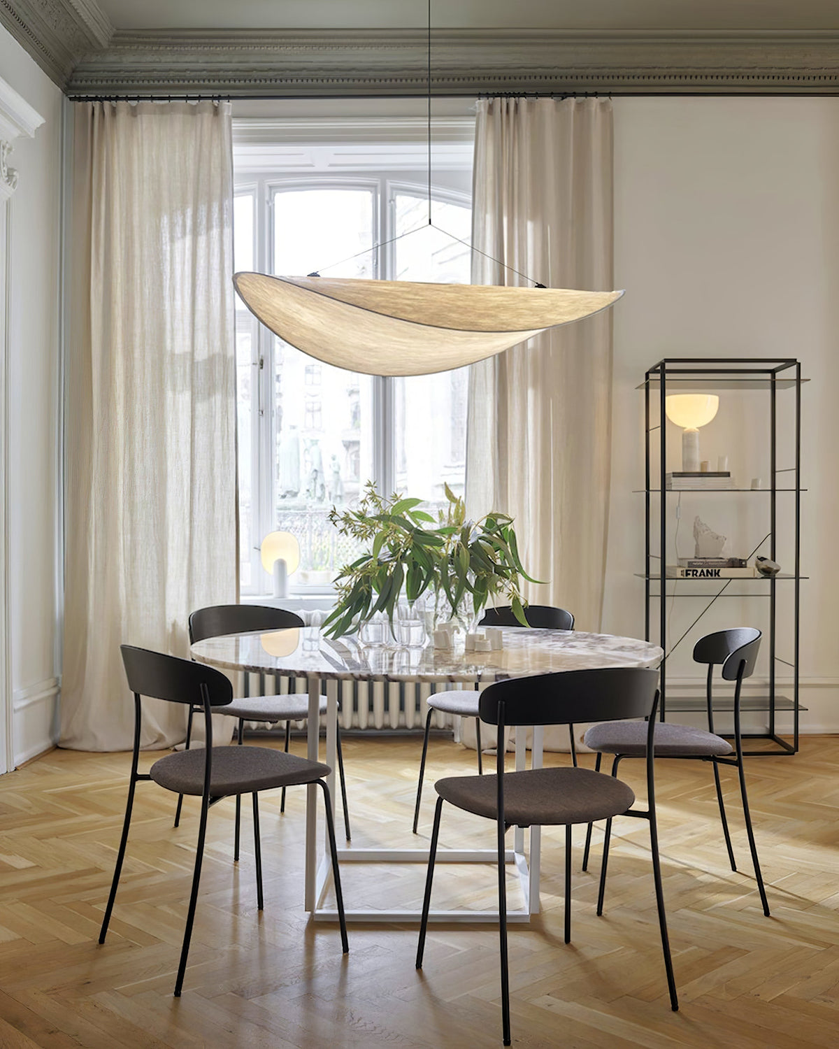 Disc Pendant Light, Floating Synthetic Paper Dining Lamp