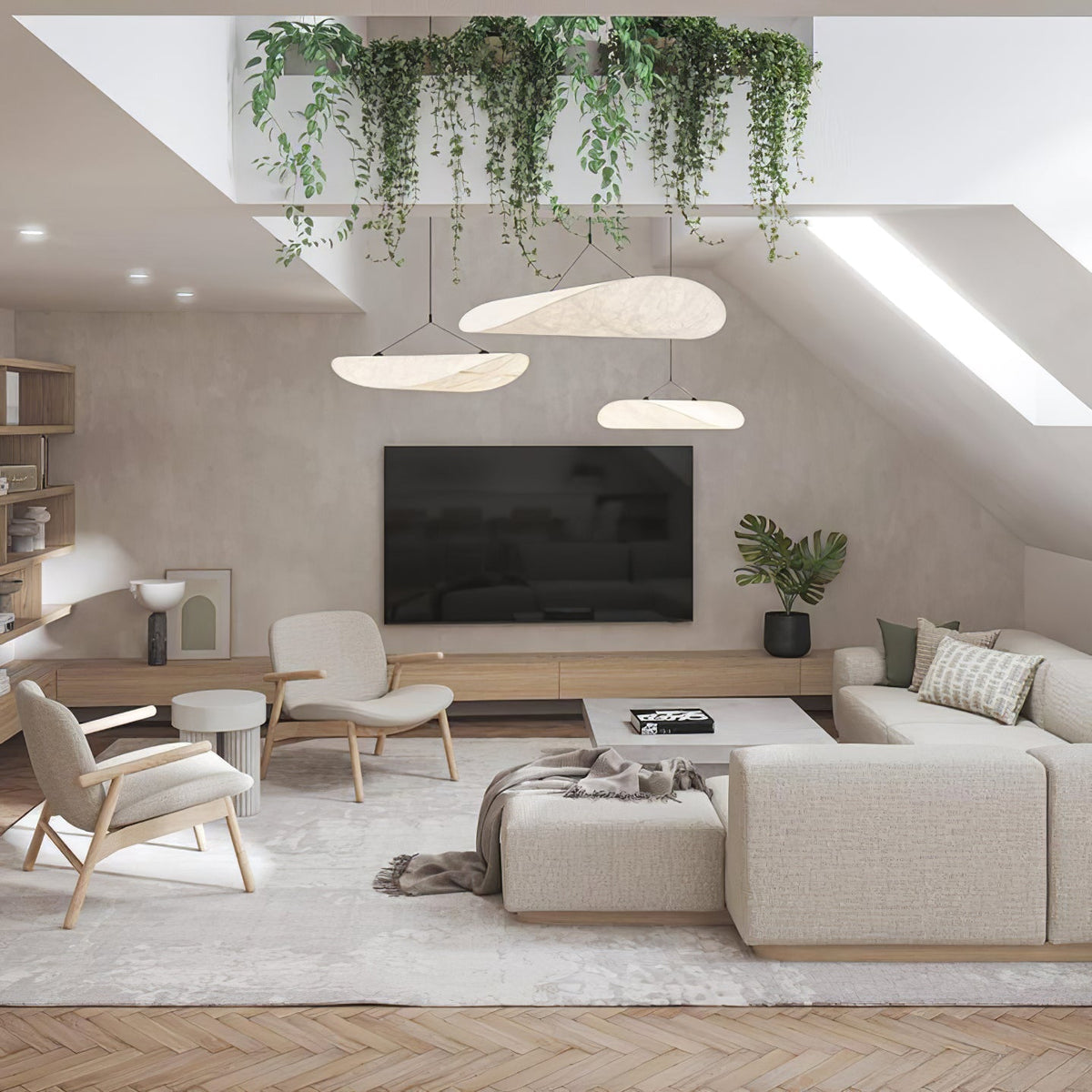Disc Pendant Light, Floating Synthetic Paper Dining Lamp