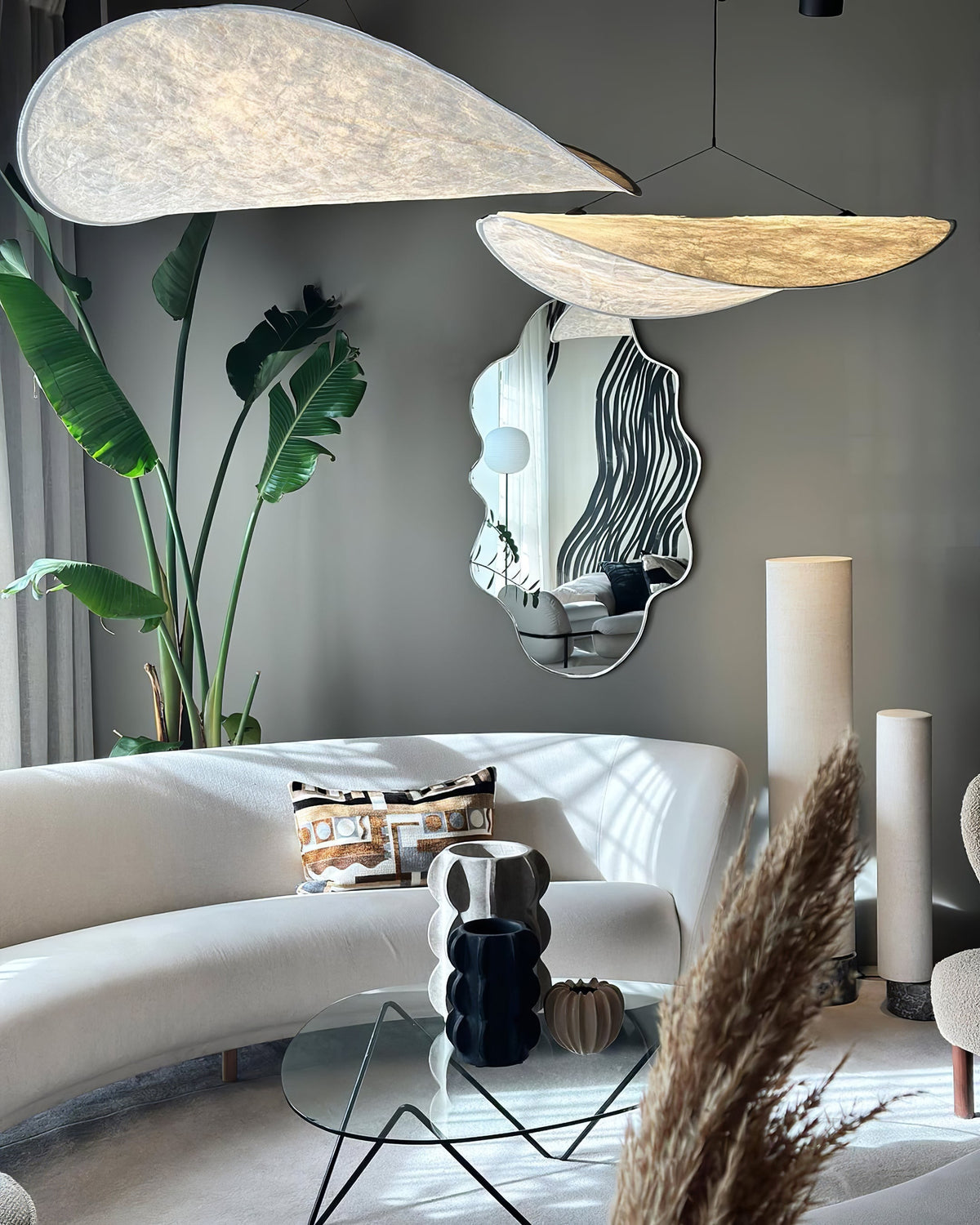 Disc Pendant Light, Floating Synthetic Paper Dining Lamp