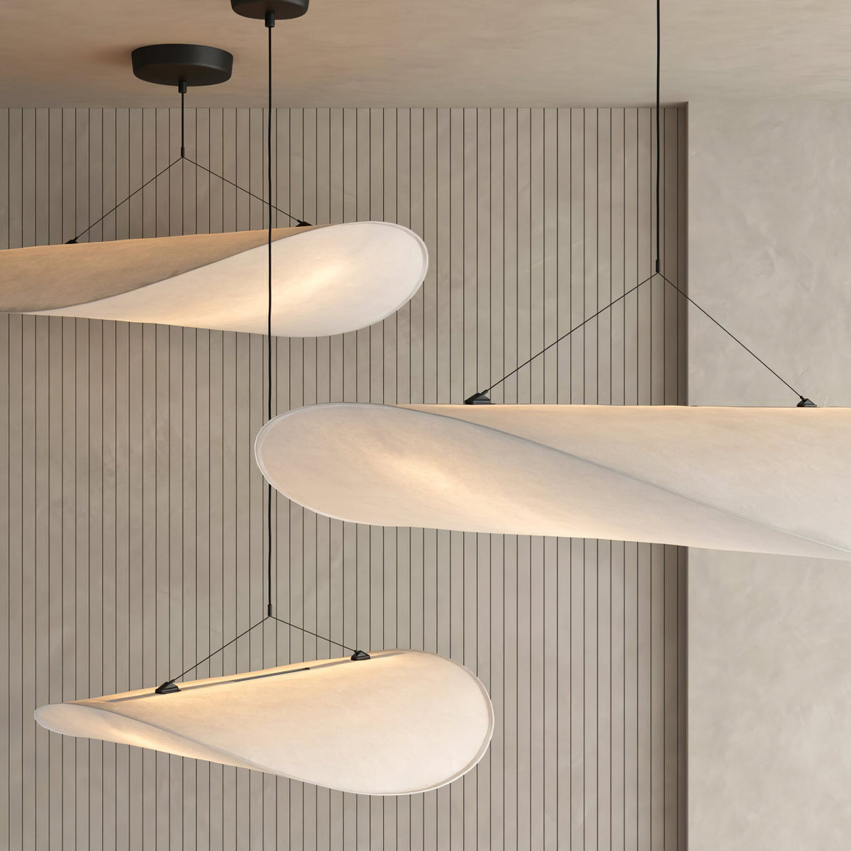 Disc Pendant Light, Floating Synthetic Paper Dining Lamp