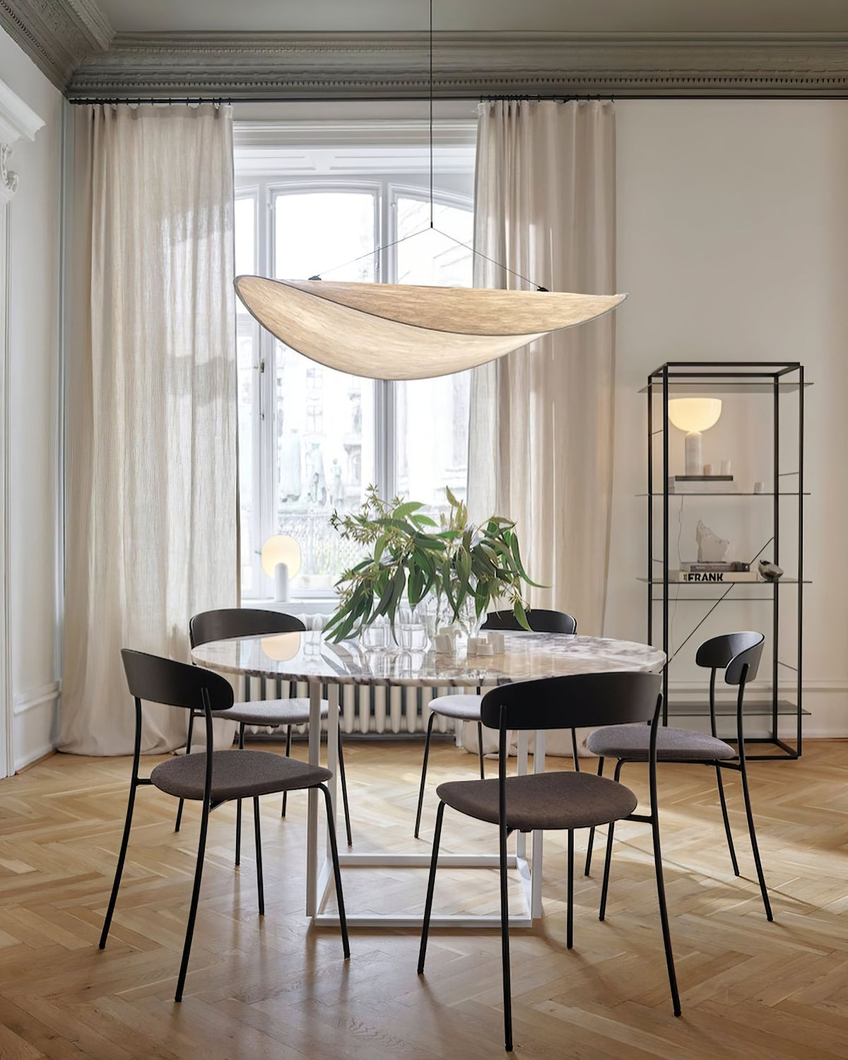 Disc Pendant Light, Floating Synthetic Paper Dining Lamp