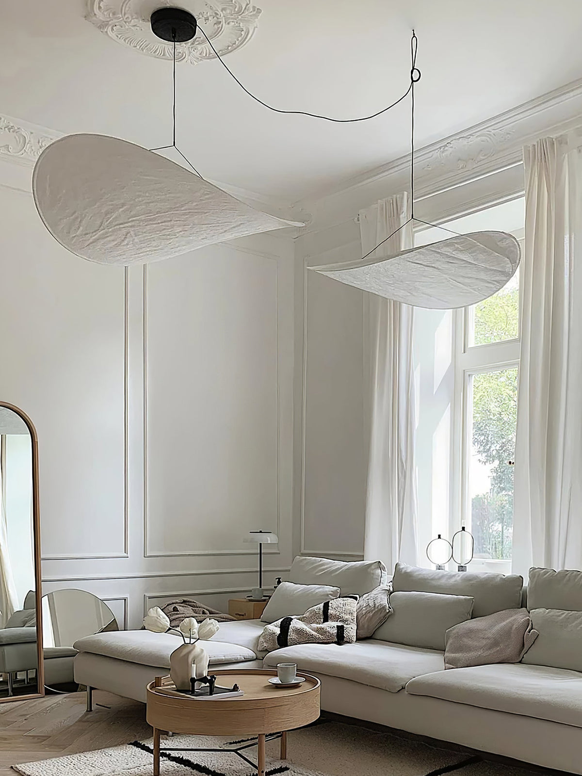 Silk Cloud Pendant Light, Large Fabric Chandelier, Dimmable