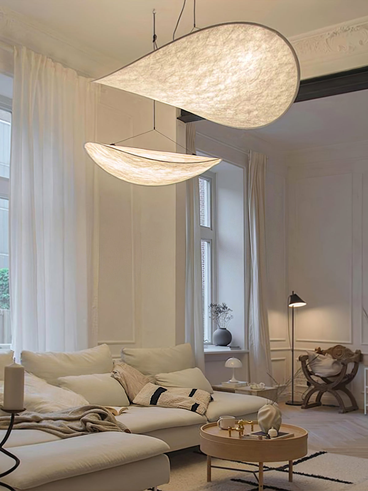 Silk Cloud Pendant Light, Large Fabric Chandelier, Dimmable