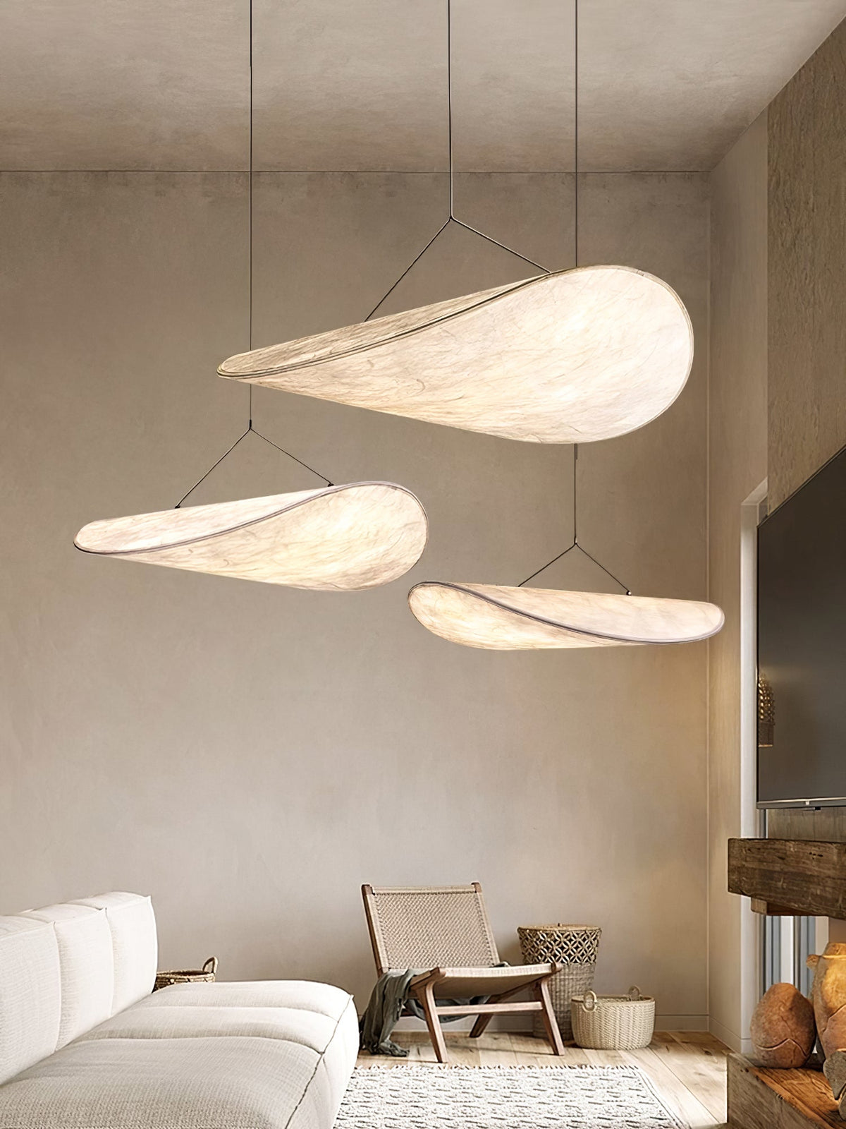 Silk Cloud Pendant Light, Large Fabric Chandelier, Dimmable