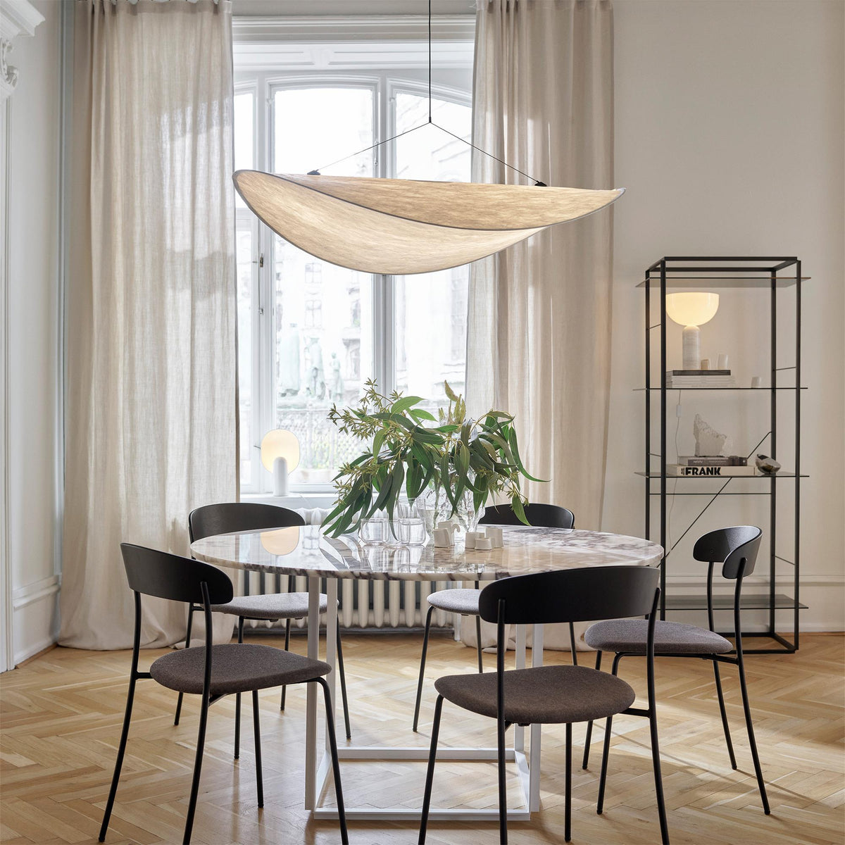 Disc Pendant Light, Floating Synthetic Paper Dining Lamp