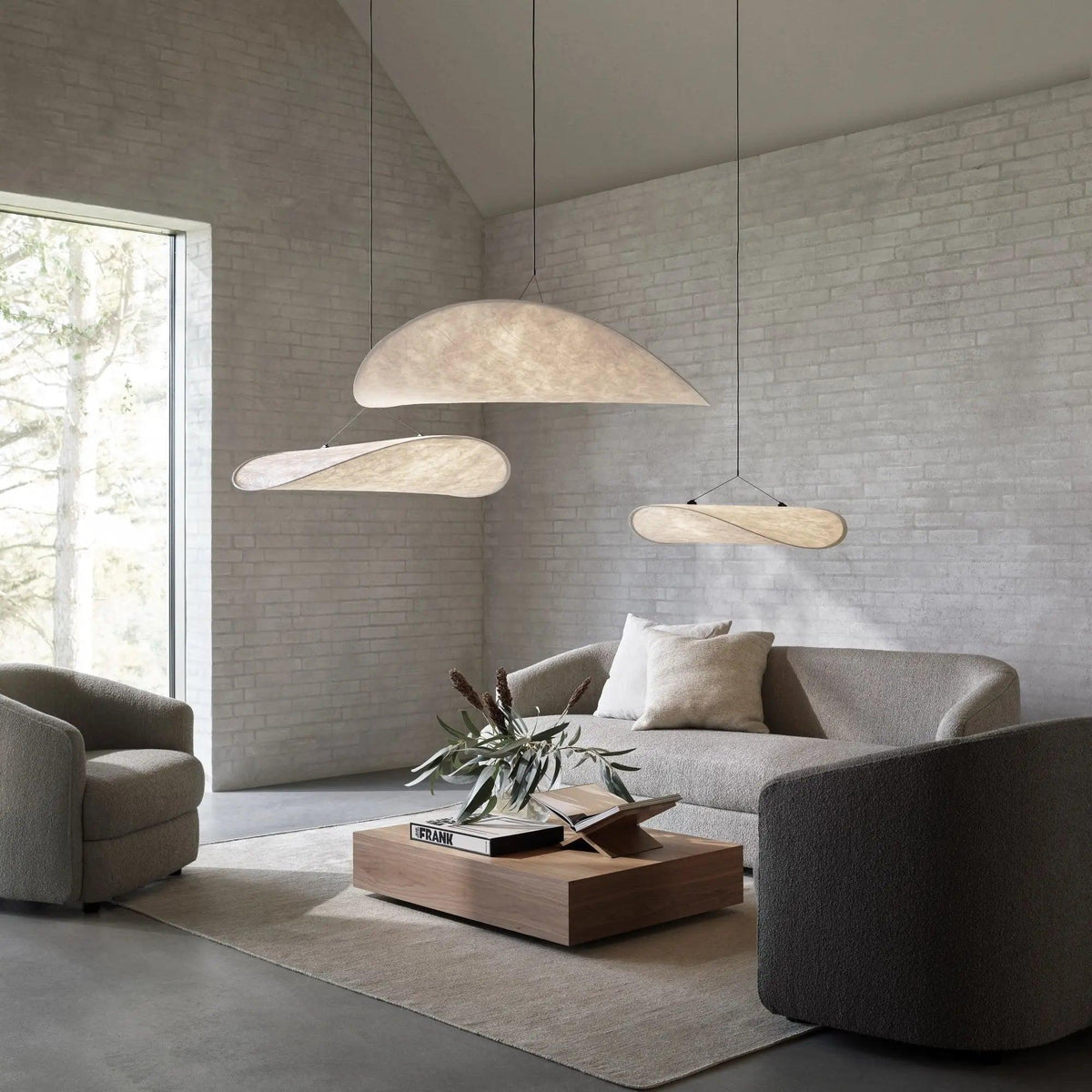 Disc Pendant Light, Floating Synthetic Paper Dining Lamp