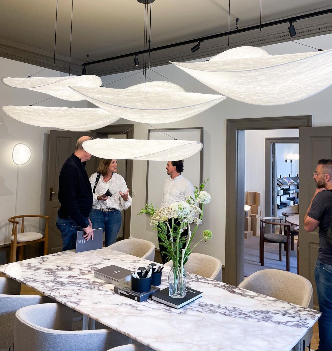 Disc Pendant Light, Floating Synthetic Paper Dining Lamp