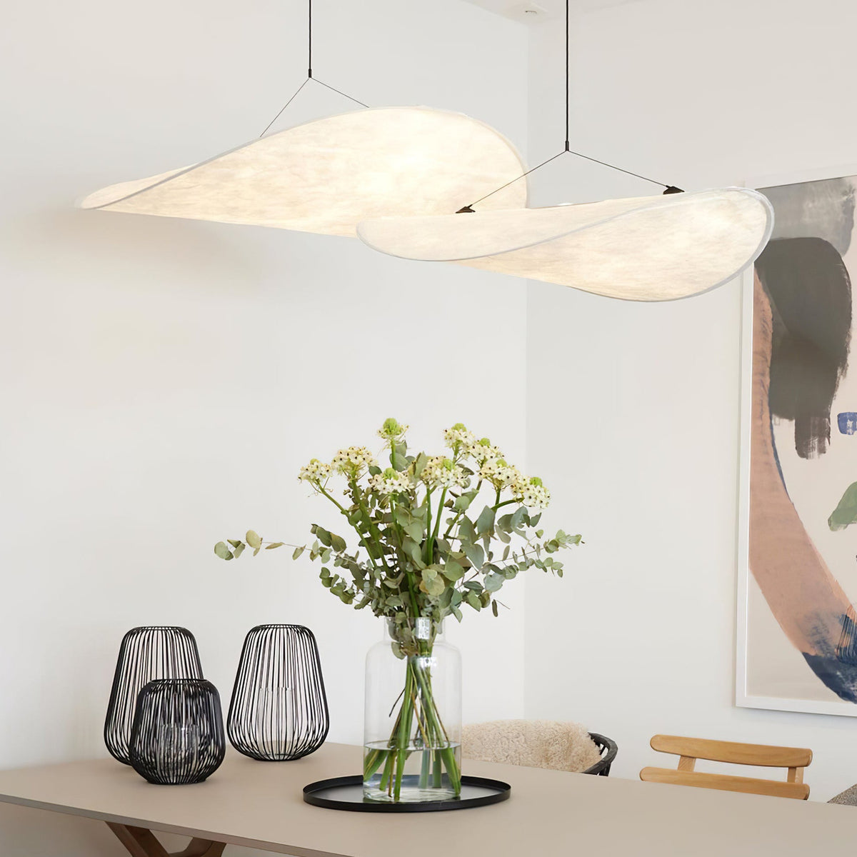 Disc Pendant Light, Floating Synthetic Paper Dining Lamp