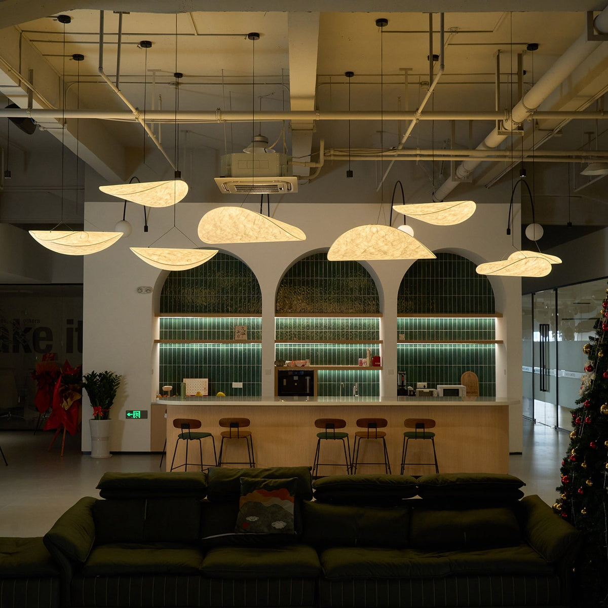 Silk Cloud Pendant Light, Large Fabric Chandelier, Dimmable