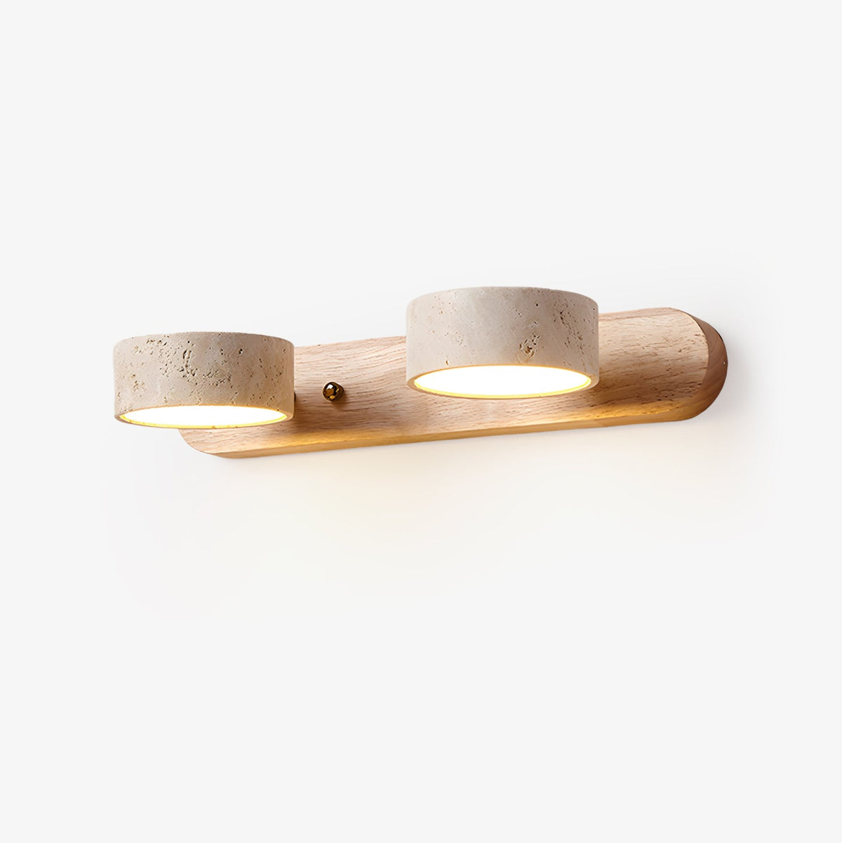 Travertine Stone LED Wall Light, Dimmable Wood Vanity Light