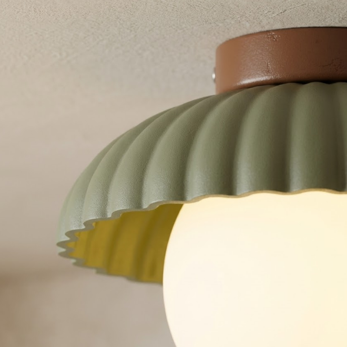 Bauhaus Scalloped Ceiling Light, Petal Glass Flush Mount