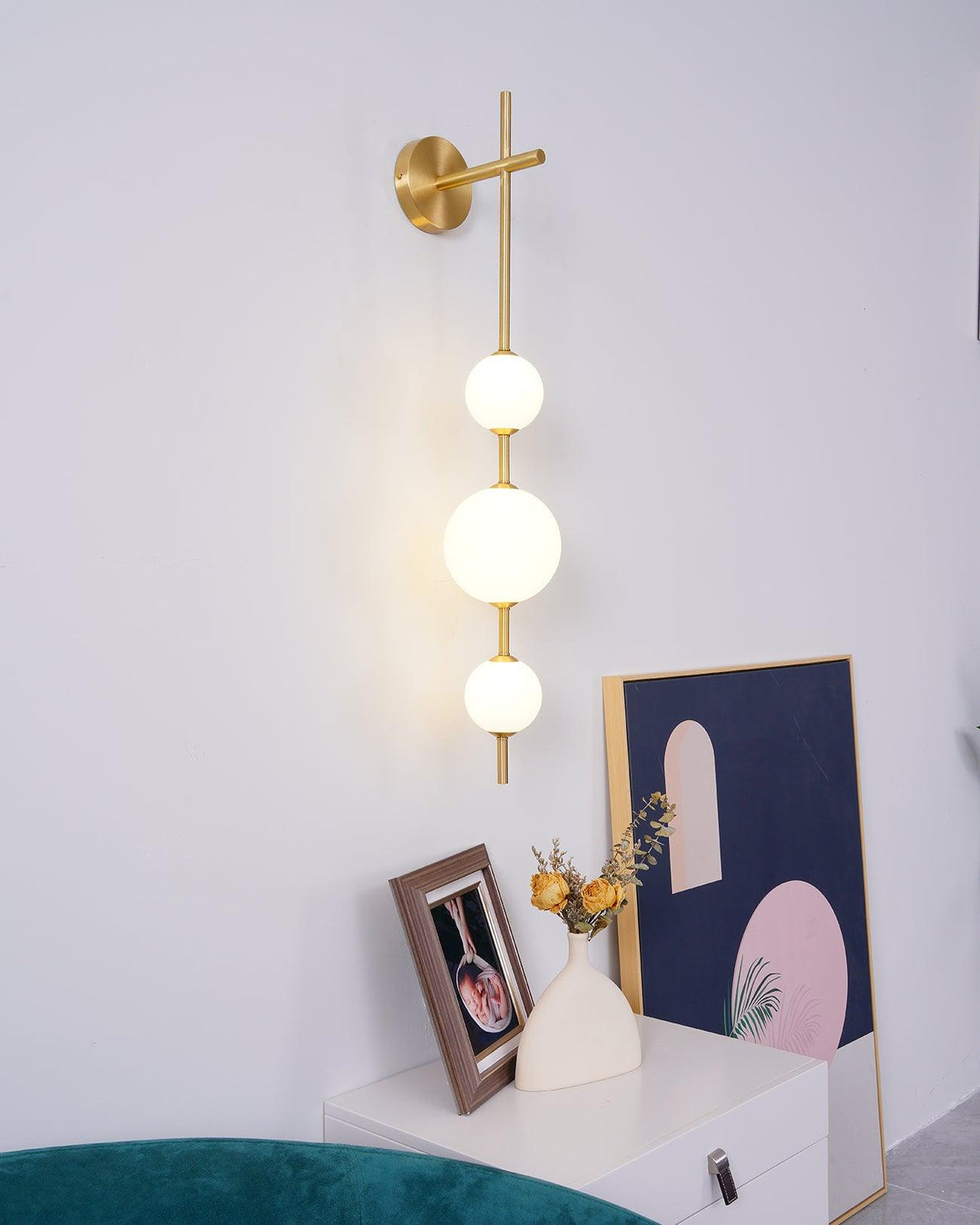 Stacked Globe Wall Sconce, Vertical LED Bathroom Wall Light