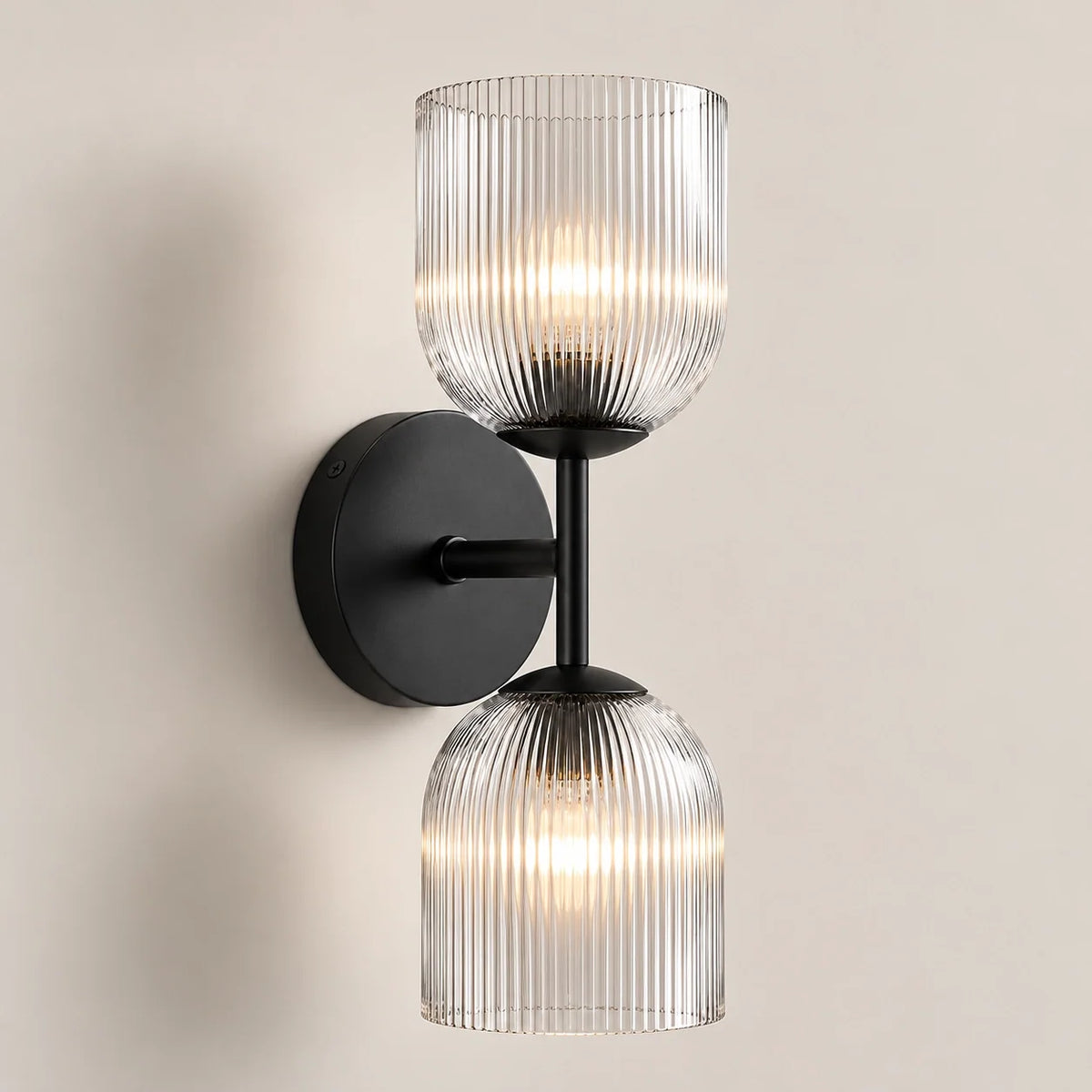 Ribbed Glass Wall Sconce, 1 to 3 Light Bathroom Wall Lamp