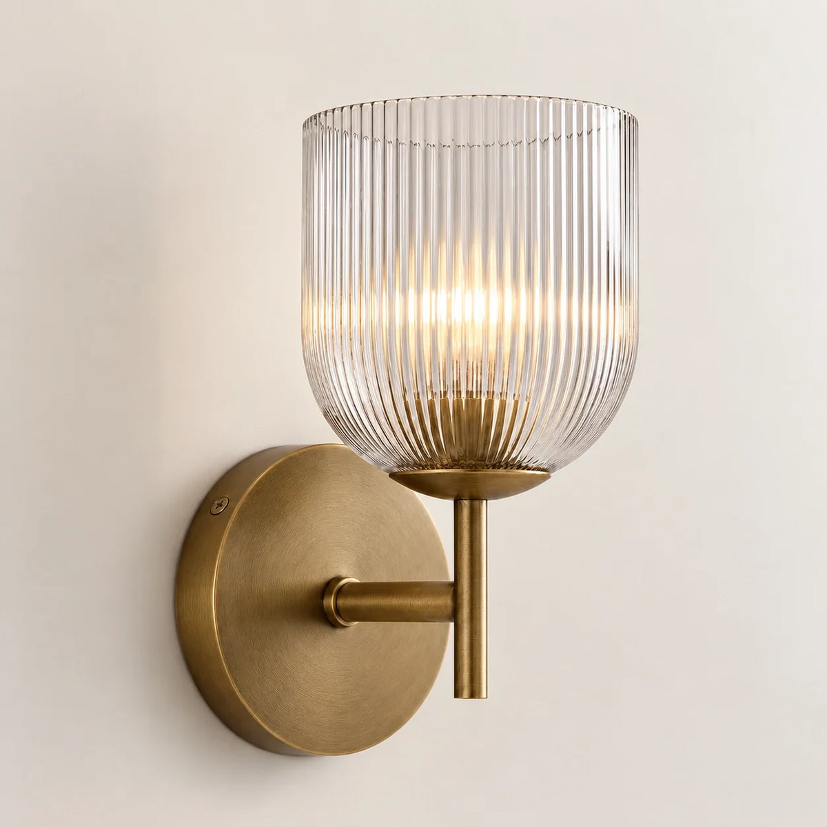 Ribbed Glass Wall Sconce, 1 to 3 Light Bathroom Wall Lamp