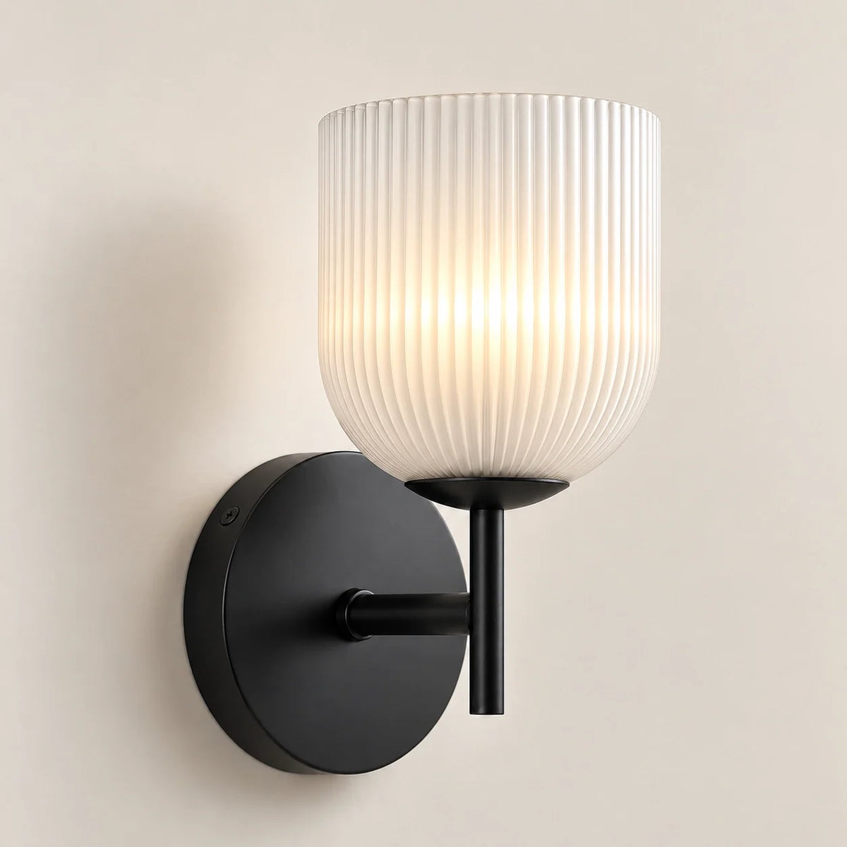 Ribbed Glass Wall Sconce, 1 to 3 Light Bathroom Wall Lamp